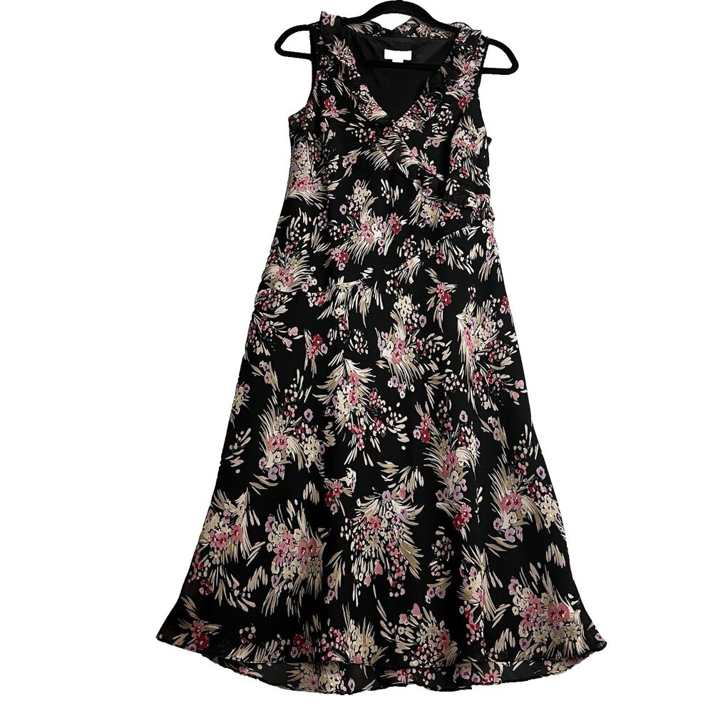 Vtg Ann Taylor Silk Dress Y2K Womens sz 8 Floral Bohemian Fairy Grunge Y2K